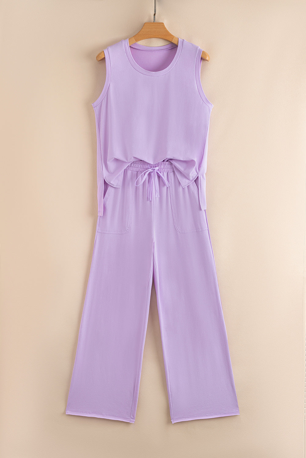 Orchid Petal Tank and Straight Loose Drawstring Pants Set