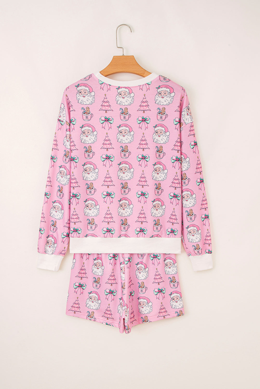 Pink Santa Claus Graphic Christmas Tree Pajama Set
