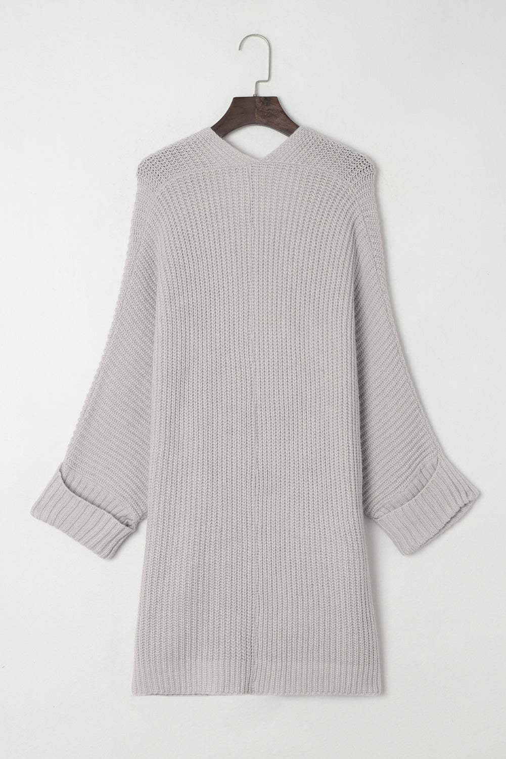 Gray Batwing Sleeve Pocket Oversized Cable Knit Cardigan