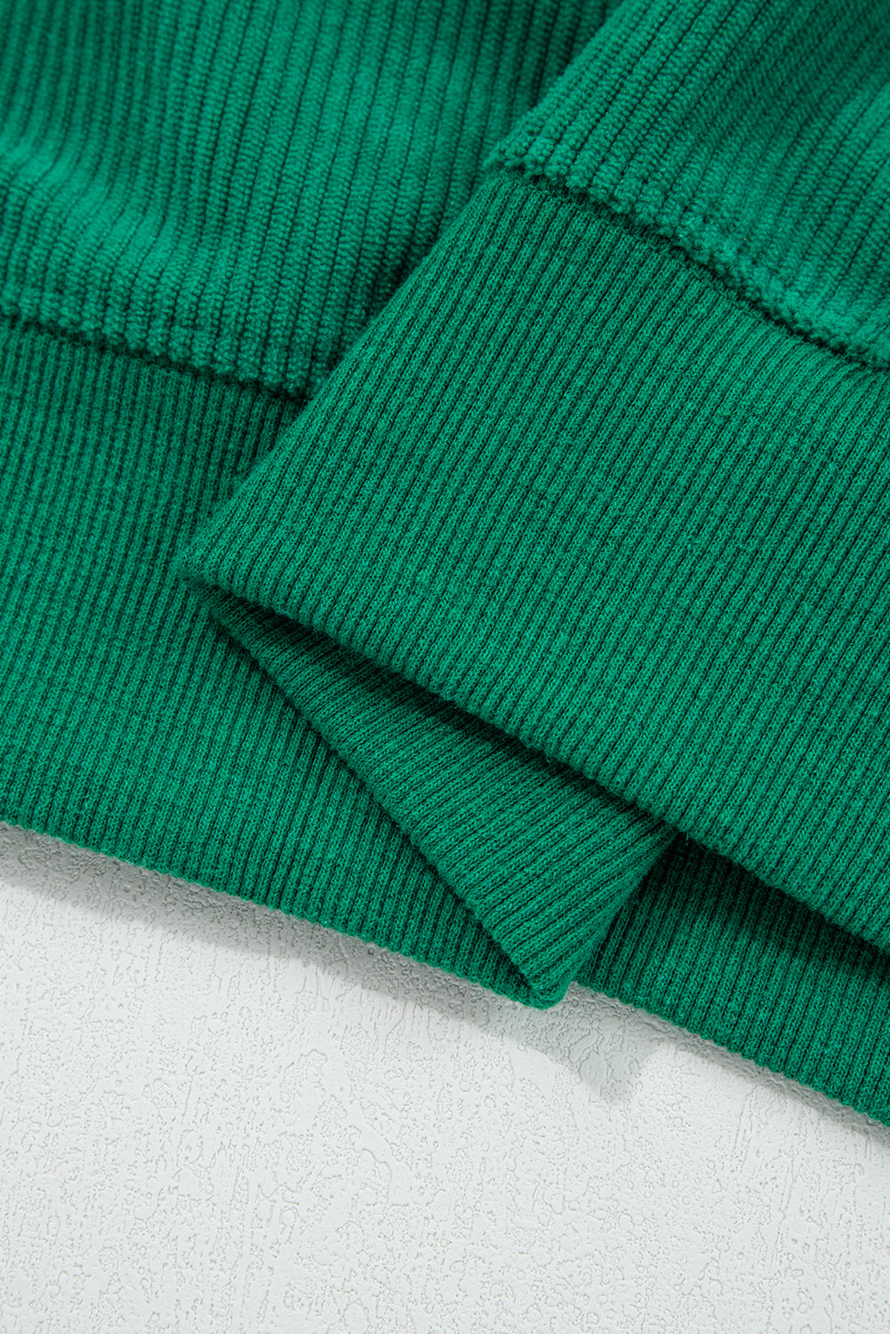 Dark Green merry everything Letter Graphic Ribbed Loose Sweatshirt