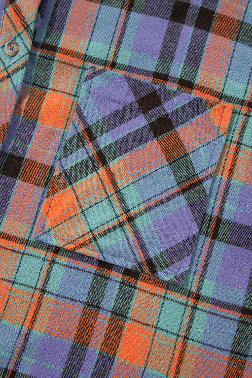 Orange Plaid Print Pocket Loose Shirt Shacket