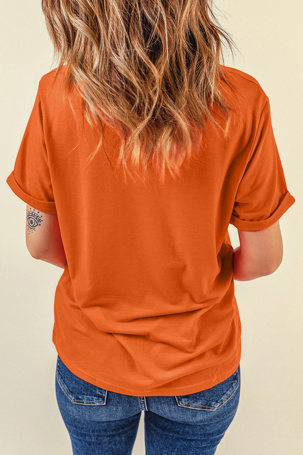 Orange Playful Halloween Ghost Pumpkin Heat Transfer Printing Tee