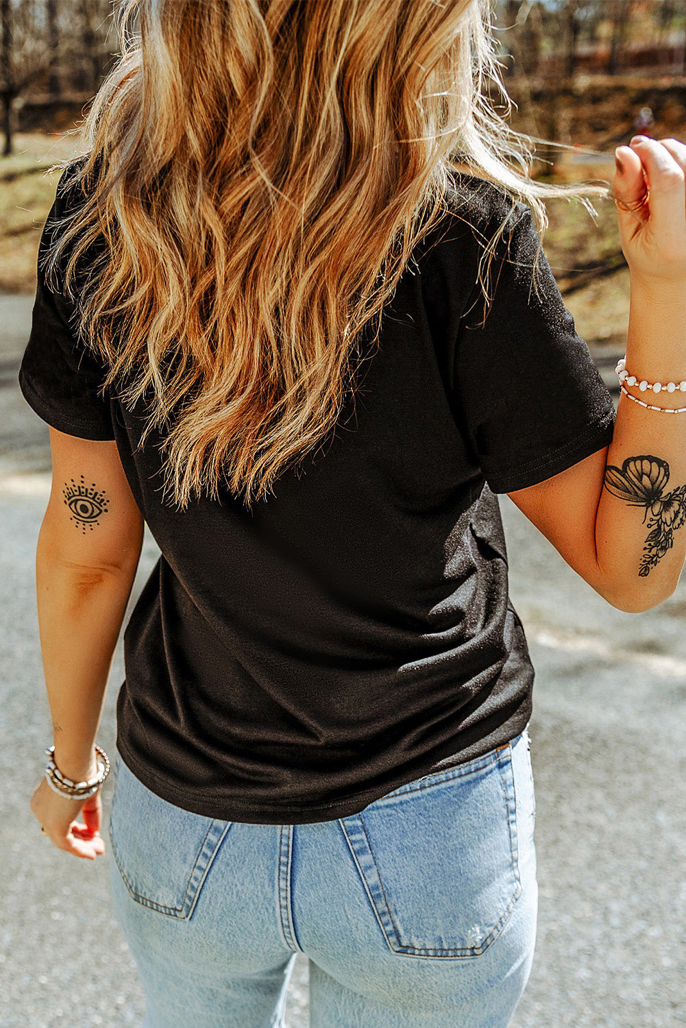 Black Floral Boots Graphic T Shirt