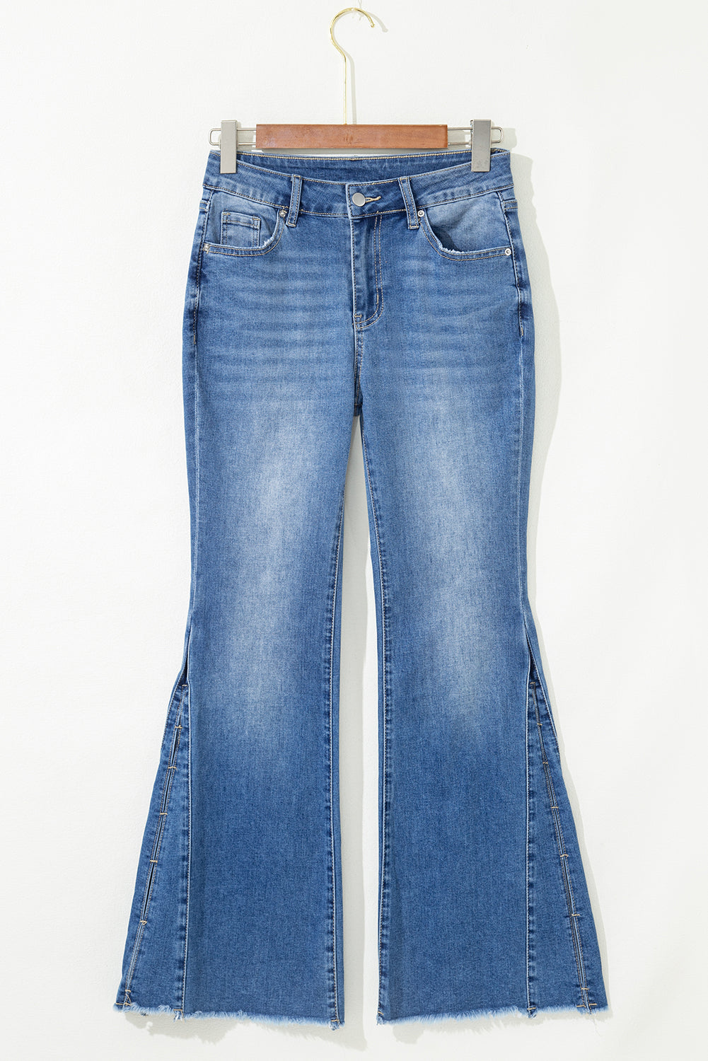 Ashleigh Blue High Waist Slim Fit Raw Hem Flared Jeans